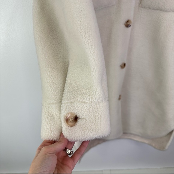 Rebecca Minkoff Harper Long Sherpa‎ Shacket Ivory Size L - Picture 5 of 9